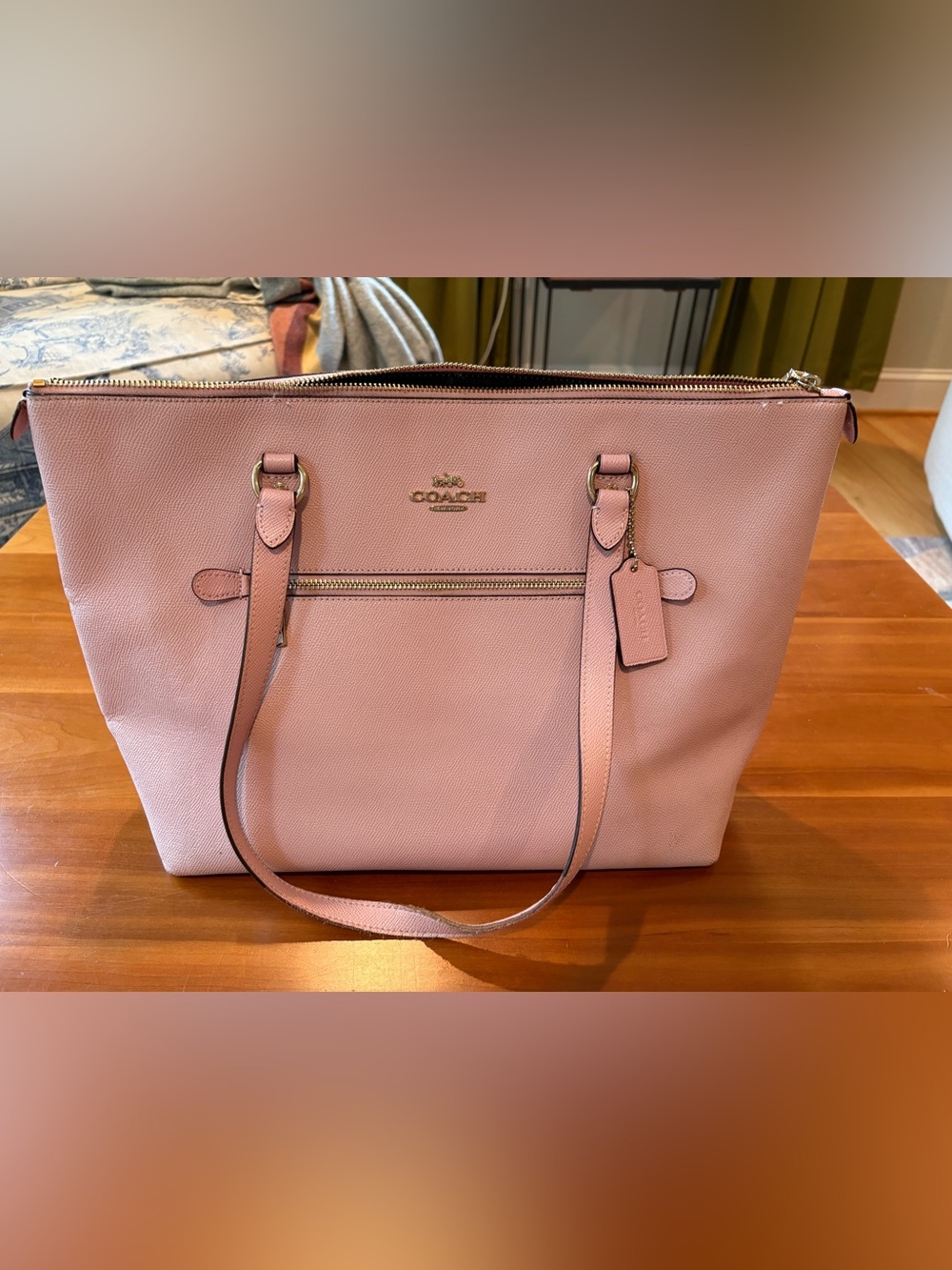 Coach Blush Pink Gallery Tote with Rose Bouquet Interior